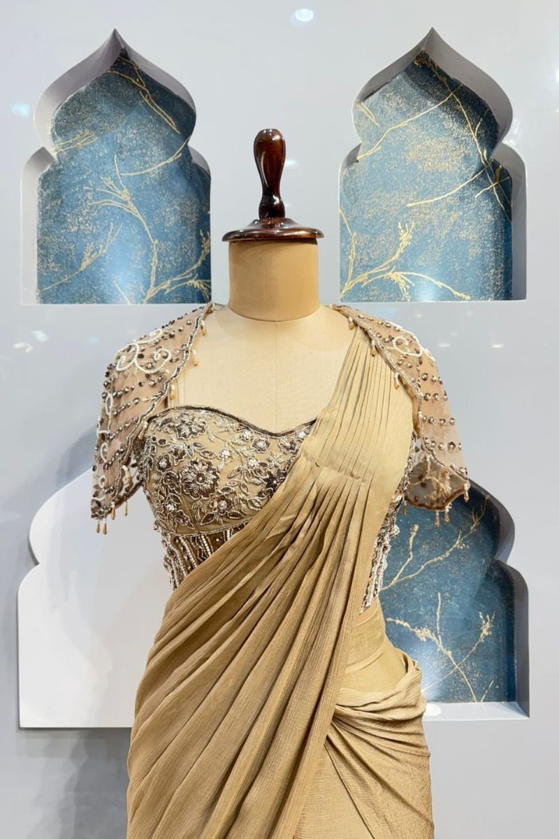 "GOLDEN GODDESS PRE-DRAPED SAREE" image 1