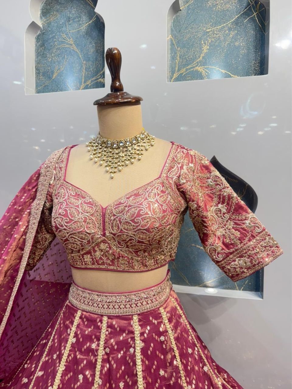 "ROYAL MAGENTA EMBROIDERED LEHENGA" image 2