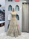 "IVORY & SAGE EMBROIDERED INDO-WESTERN" image 0