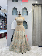 "IVORY & SAGE EMBROIDERED INDO-WESTERN" image 0