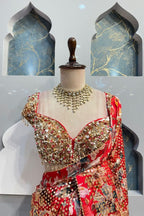 "CRIMSON FLORAL SEQUIN SAREE" image 1