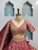 "ROYAL MAROON HERITAGE BRIDAL LEHENGA" image 1
