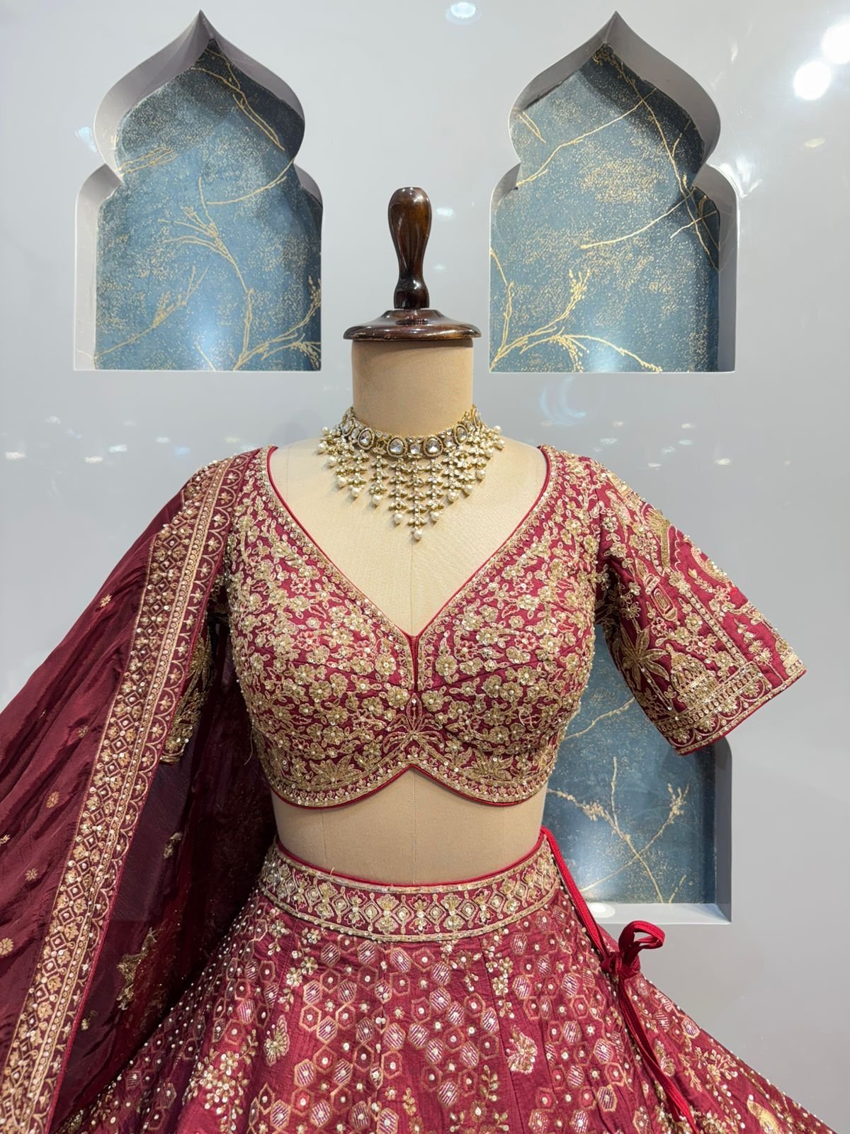 "ROYAL MAROON HERITAGE BRIDAL LEHENGA" image 1