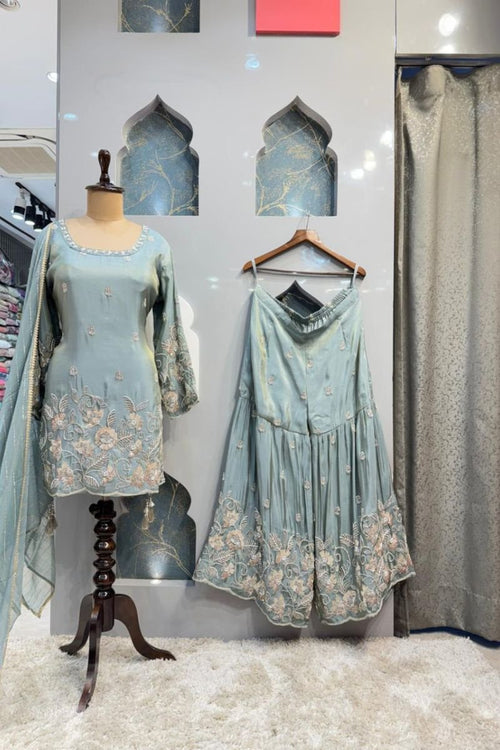 "CELESTIAL MINT DESIGNER SHARARA SET" image 0
