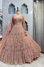 "BLUSH ROSE GOLD HEAVILY EMBROIDERED LEHENGA" image 3