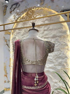 "ROYAL WINE DRAPE SAREE" image 4