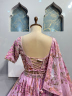 "BLUSH PINK FLORAL EMBROIDERED LEHENGA" image 4