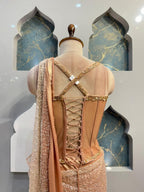 "BLUSH PEACH LUXE DRAPE SAREE" image 5