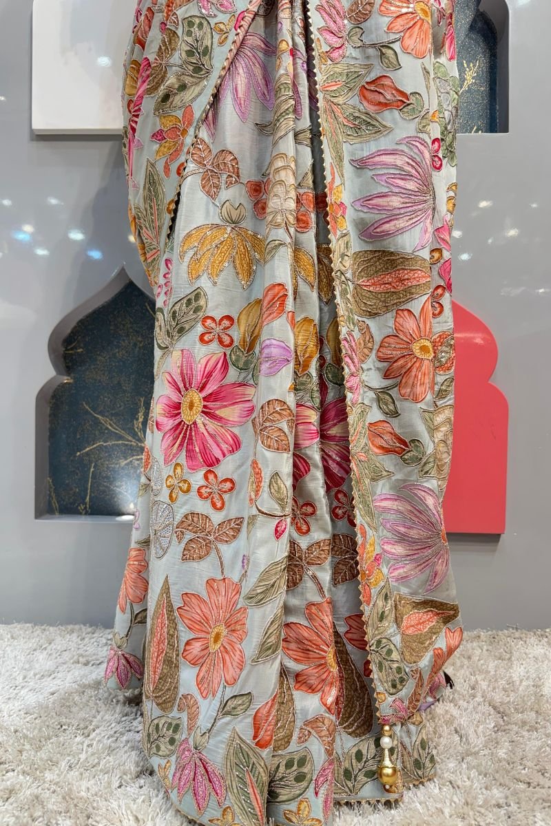 "ELEGANT PASTEL BLOOM PRINTED SAREE" image 3