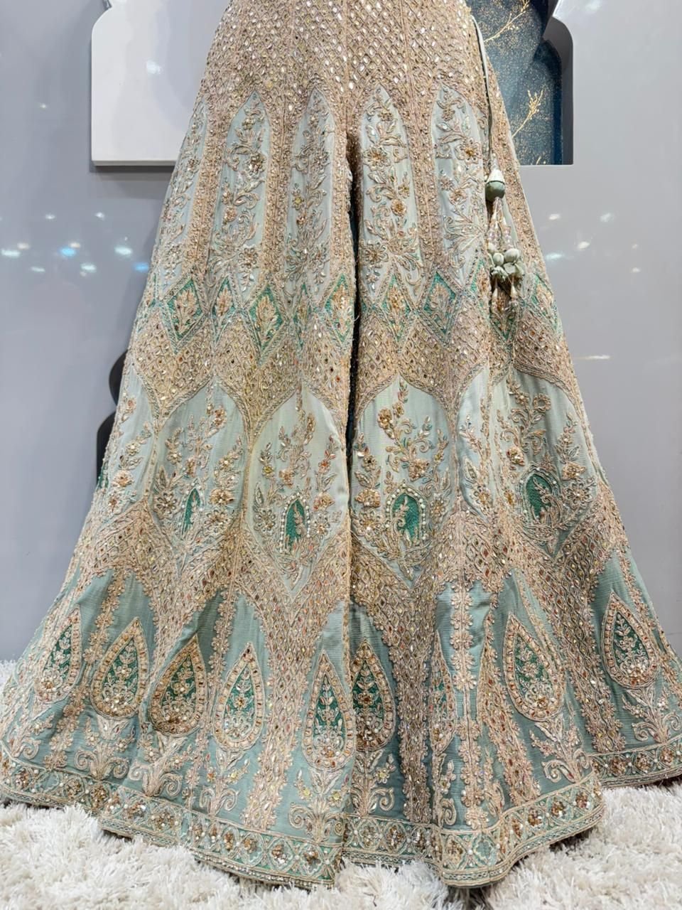 "IVORY & SAGE EMBROIDERED INDO-WESTERN" image 4