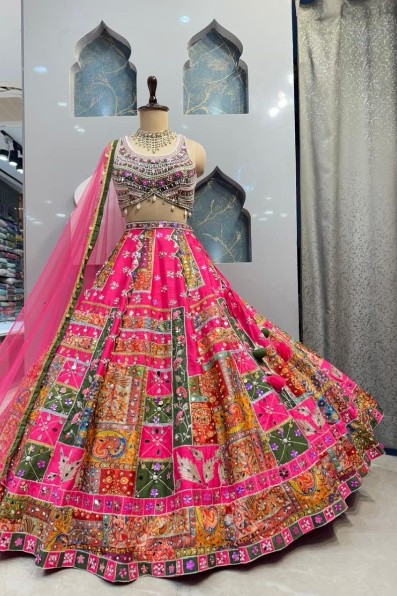 "PINK PATCHWORK LEHENGA" image 4
