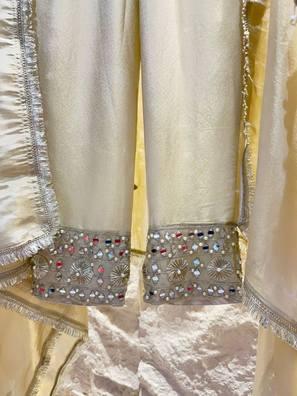 "IVORY MIRROR EMBELLISHED SUIT" image 4