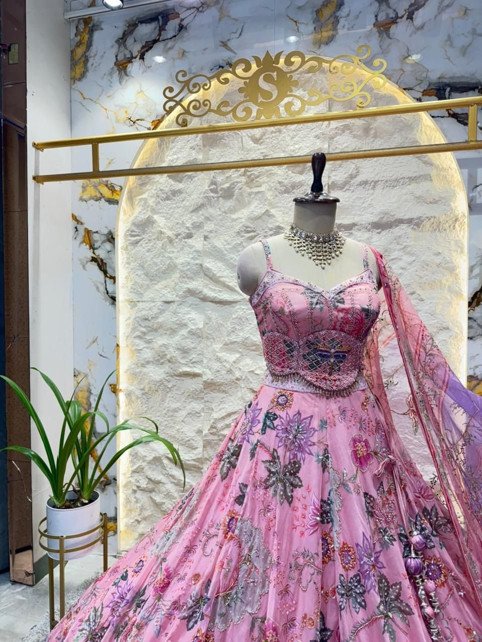 "BLUSH BLOOM DESIGNER FLORAL EMBROIDERED LEHENGA" image 3