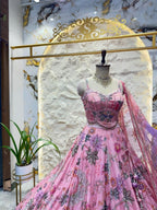 "BLUSH BLOOM DESIGNER FLORAL EMBROIDERED LEHENGA" image 3