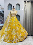 "GOLDEN MARIGOLD FLORAL COUTURE LEHENGA" image 3