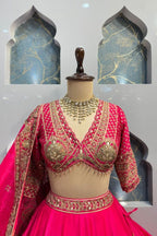 "HOT PINK HEIRLOOM LEHENGA" image 1