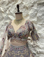 "ETHEREAL GARDEN GREY LEHENGA" image 2