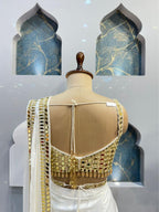 "IVORY GOLD MIRROR DRAPE SAREE" image 5