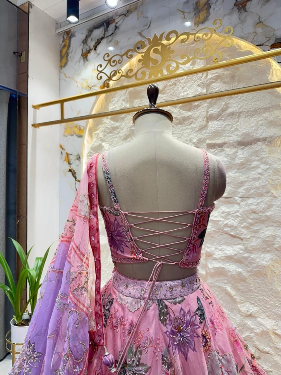 "BLUSH BLOOM DESIGNER FLORAL EMBROIDERED LEHENGA" image 5