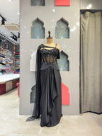 "MIDNIGHT GLAM INDO-WESTERN DRAPPED ENSEMBLE" image 0