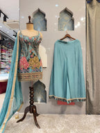 "SKY PETALS EMBROIDERED SHARARA" image 3