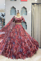 "WINE BLOOSOM LEHENGA" image 0