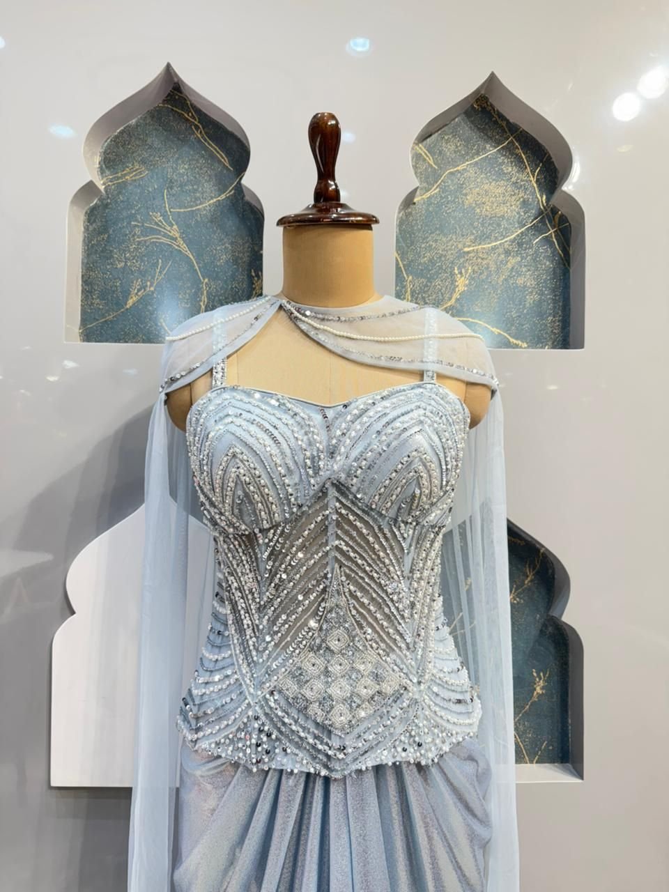 "ICE BLUE EMBELIISHED INDOWESTERN" image 1