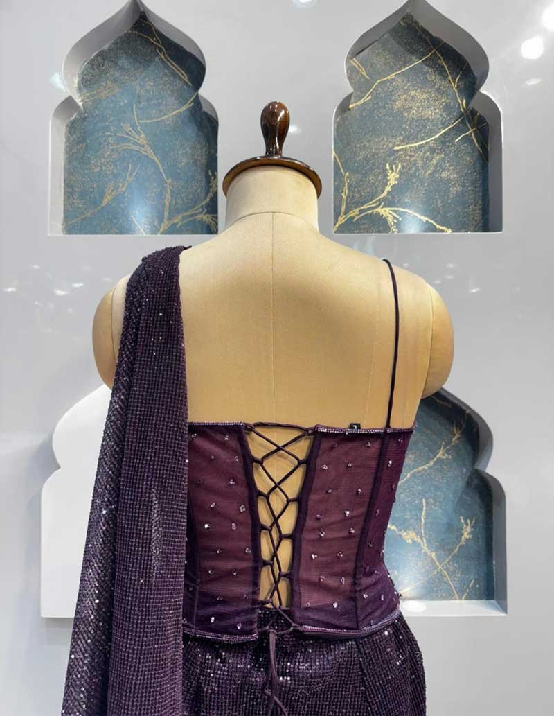 "AMETHYST SHIMMER DRAPE SAREE" image 4