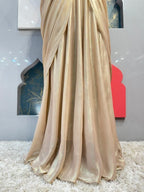 "CHAMPAGNE BEIGE DRAPE SAREE" image 3