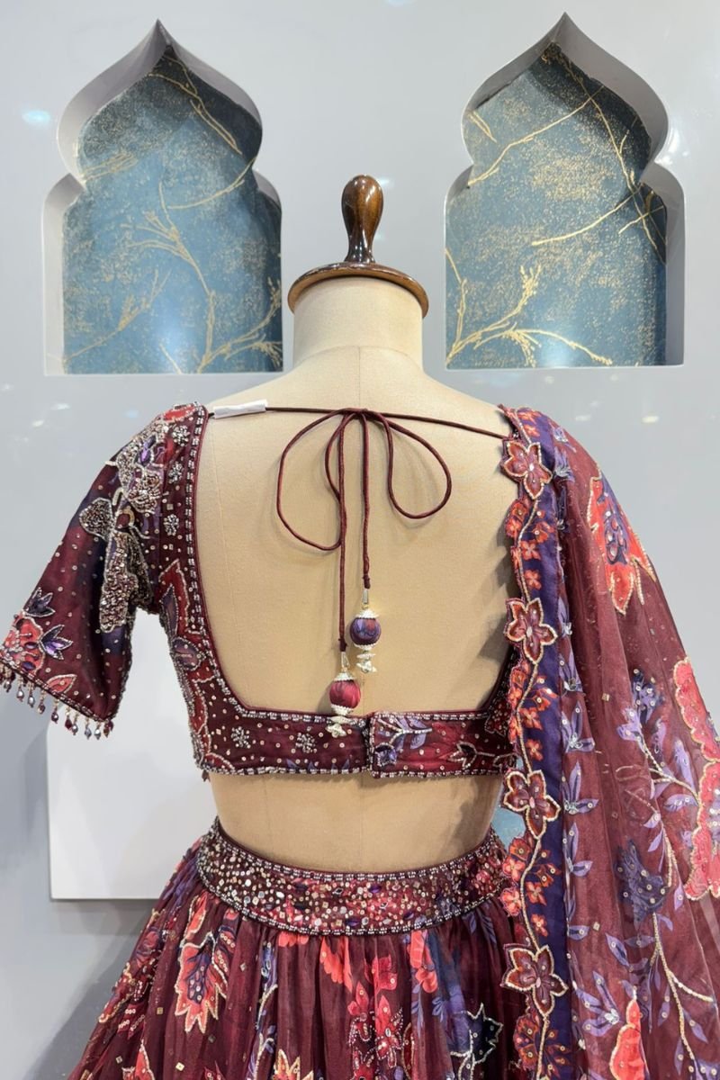 "WINE BLOOSOM LEHENGA" image 5