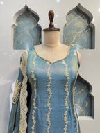 "ROYAL TEAL EMBROIDERED SHARARA" image 1