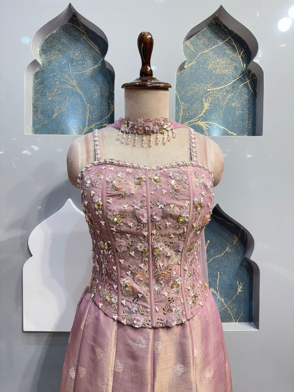 "BLUSH MAUVE EMBROIDERED INDO-WESTERN" image 1