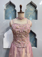 "BLUSH MAUVE EMBROIDERED INDO-WESTERN" image 1
