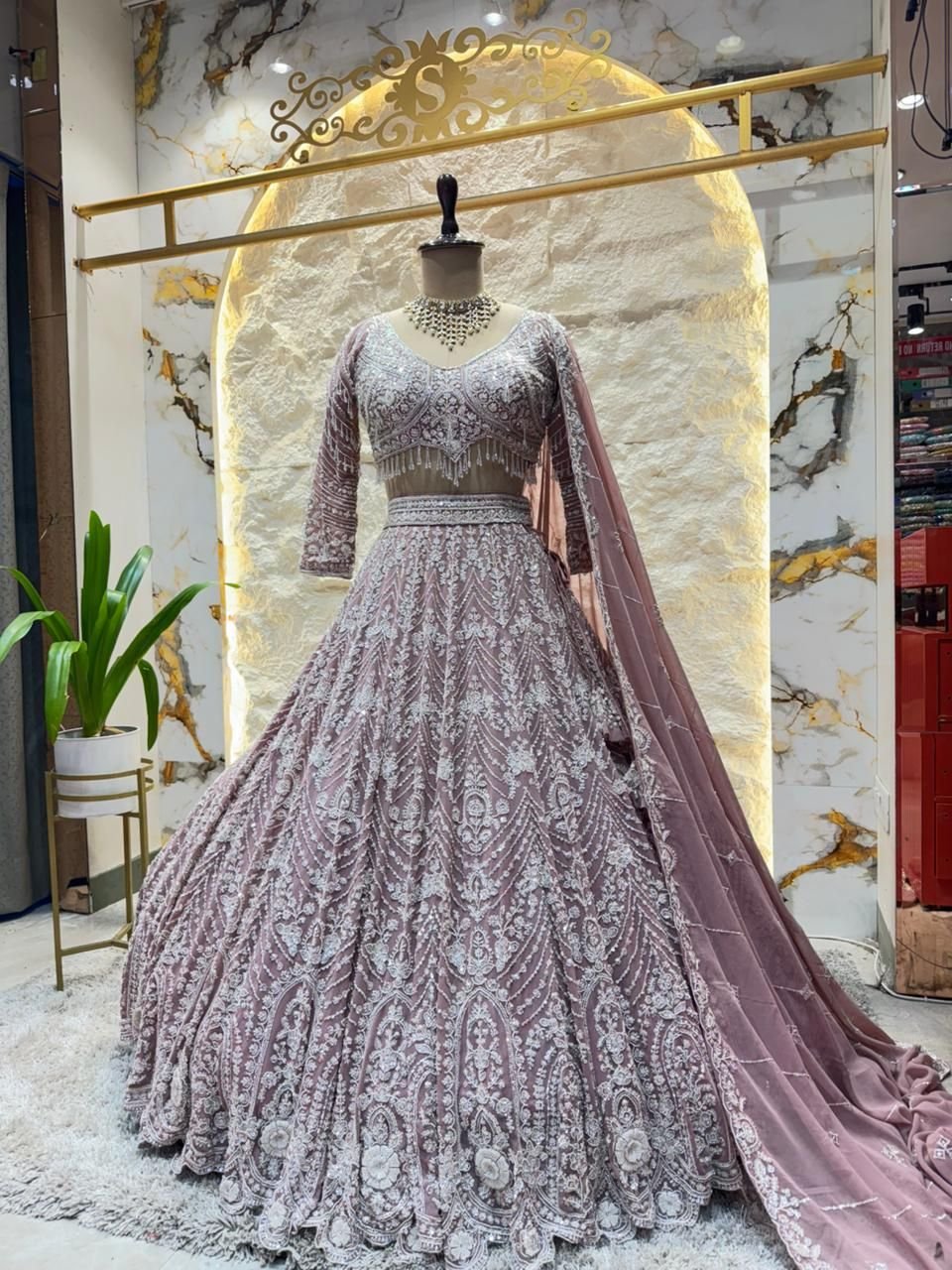 "BLUSH ROYALE EMBROIDERED LEHENGA" image 0