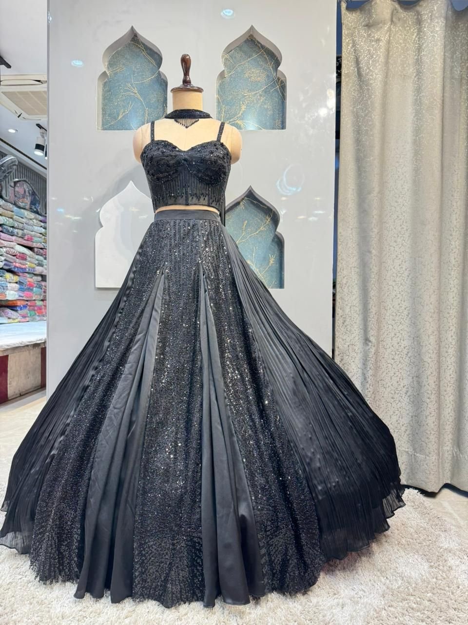 "MIDNIGHT NOIR LEHENGA" image 3