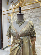"GOLDEN BLOOM TISSUE SAREE" image 2