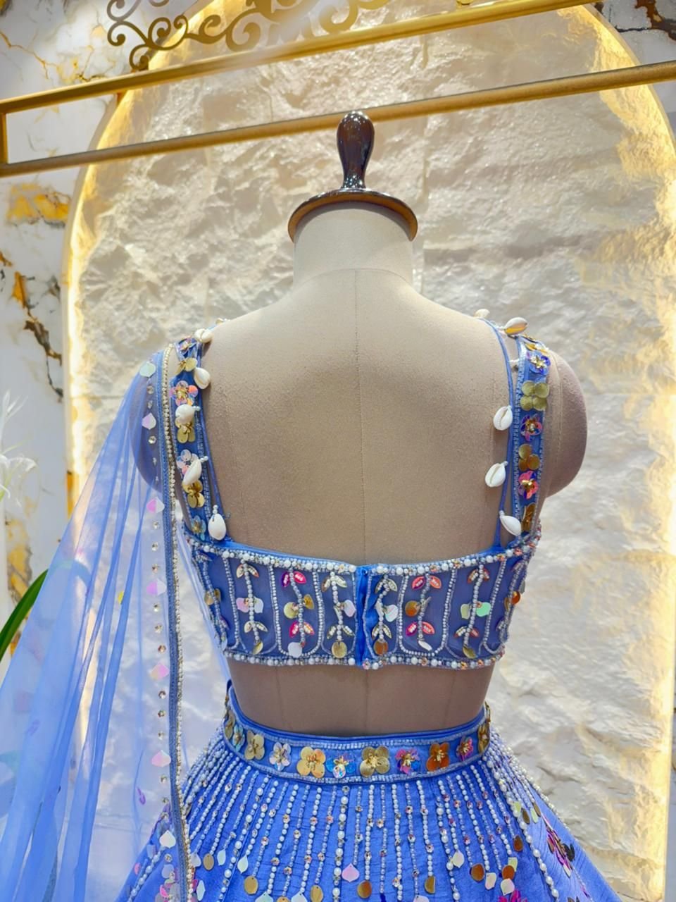 "MOONFLOWER BLUE DESIGNER LEHENGA" image 4