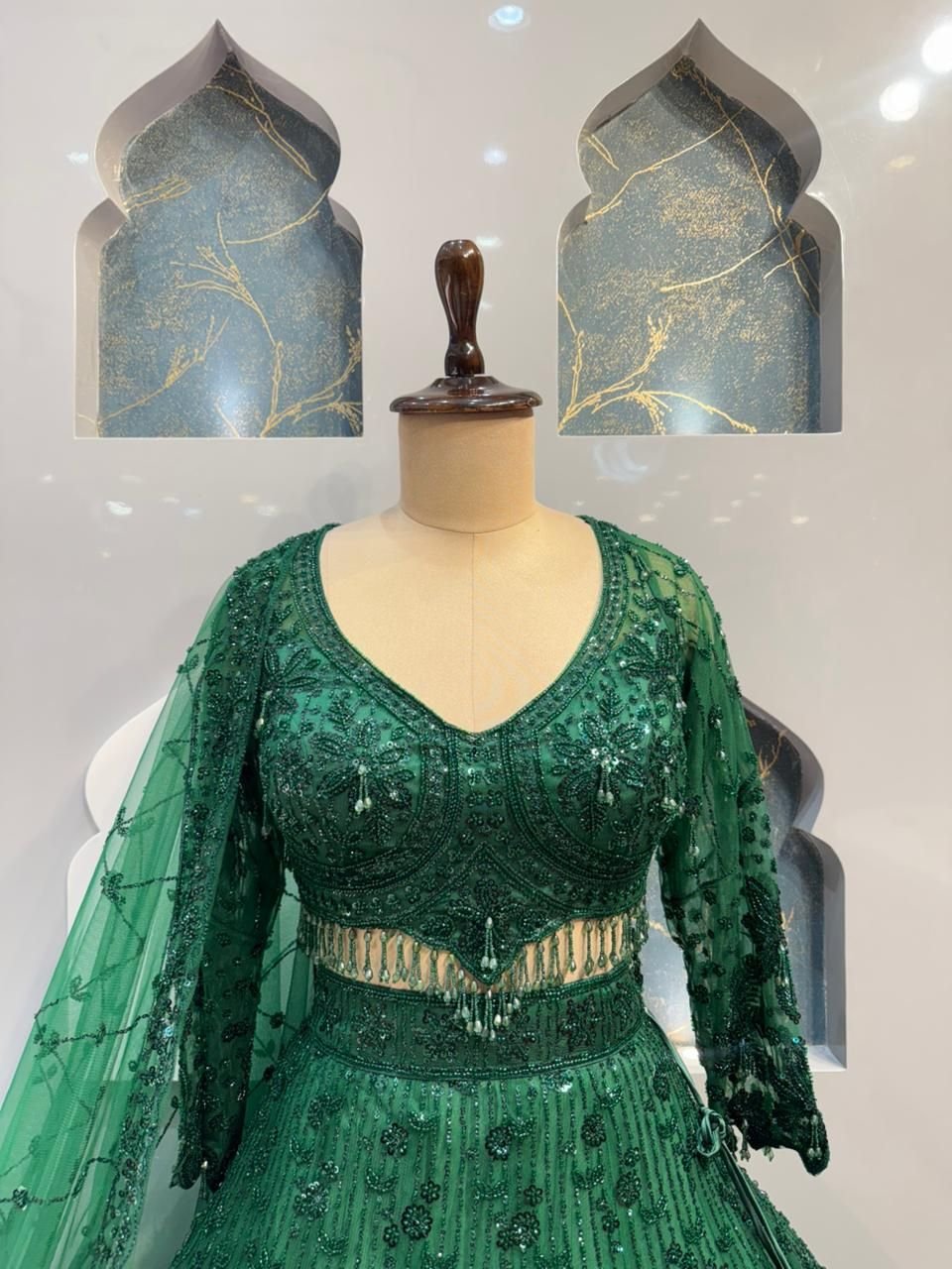 "EMERALD ROYALE HEAVY DESIGNER LEHENGA" image 1