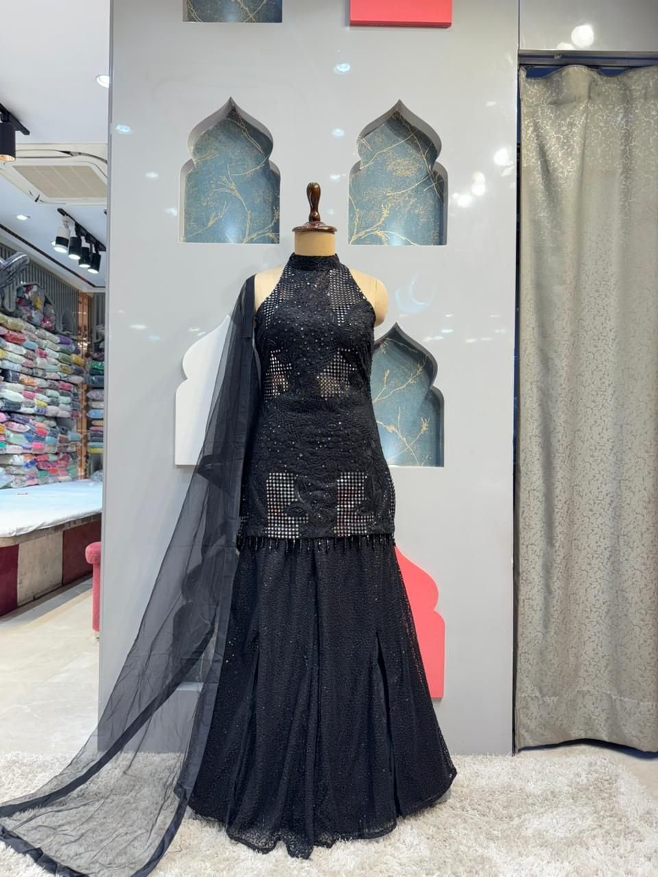 "MIDNIGHT NOIR EMBELLISHED SHARARA" image 0