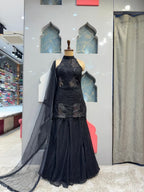 "MIDNIGHT NOIR EMBELLISHED SHARARA" image 0