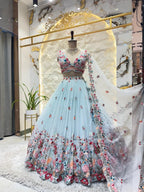 "MIDNIGHT BLOOM FLORAL LEHENGA"ZZ image 3