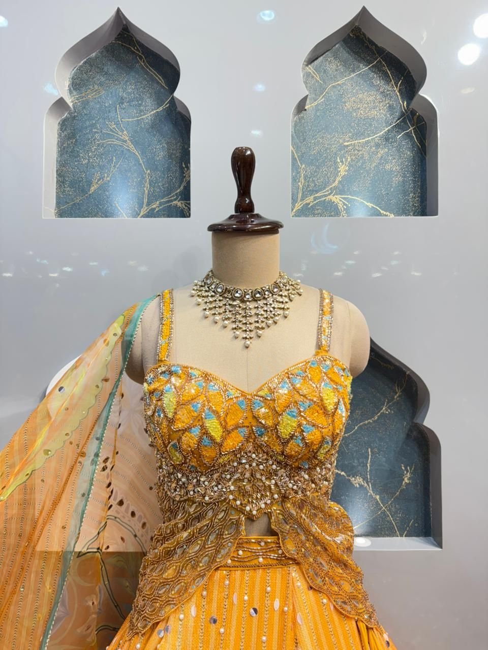 "MUSTARD GLOW FLORAL LEHENGA" image 1
