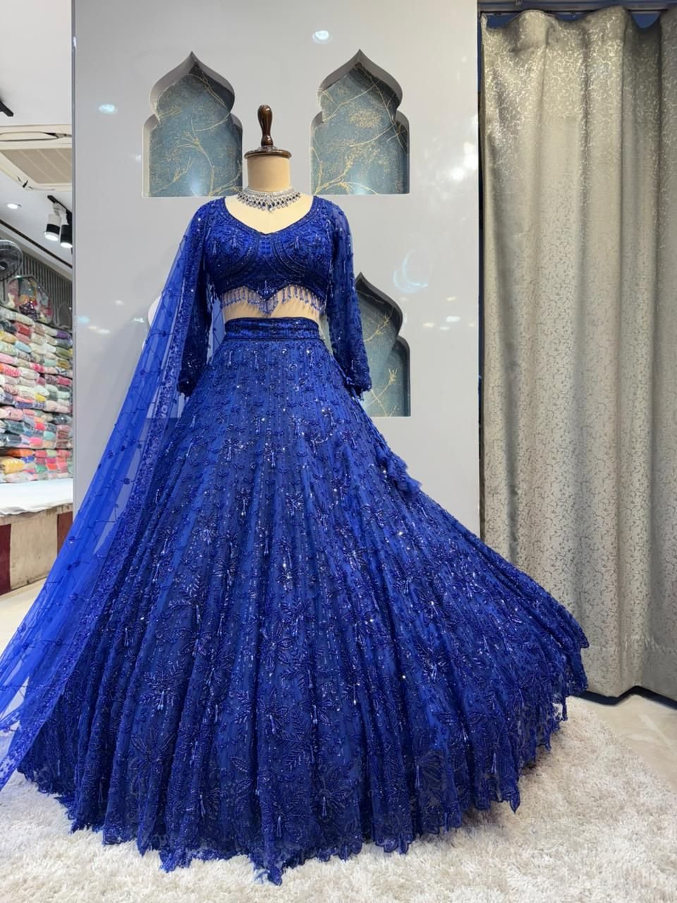 "MIDNIGHT BLUE REGAL LEHENGA" image 3