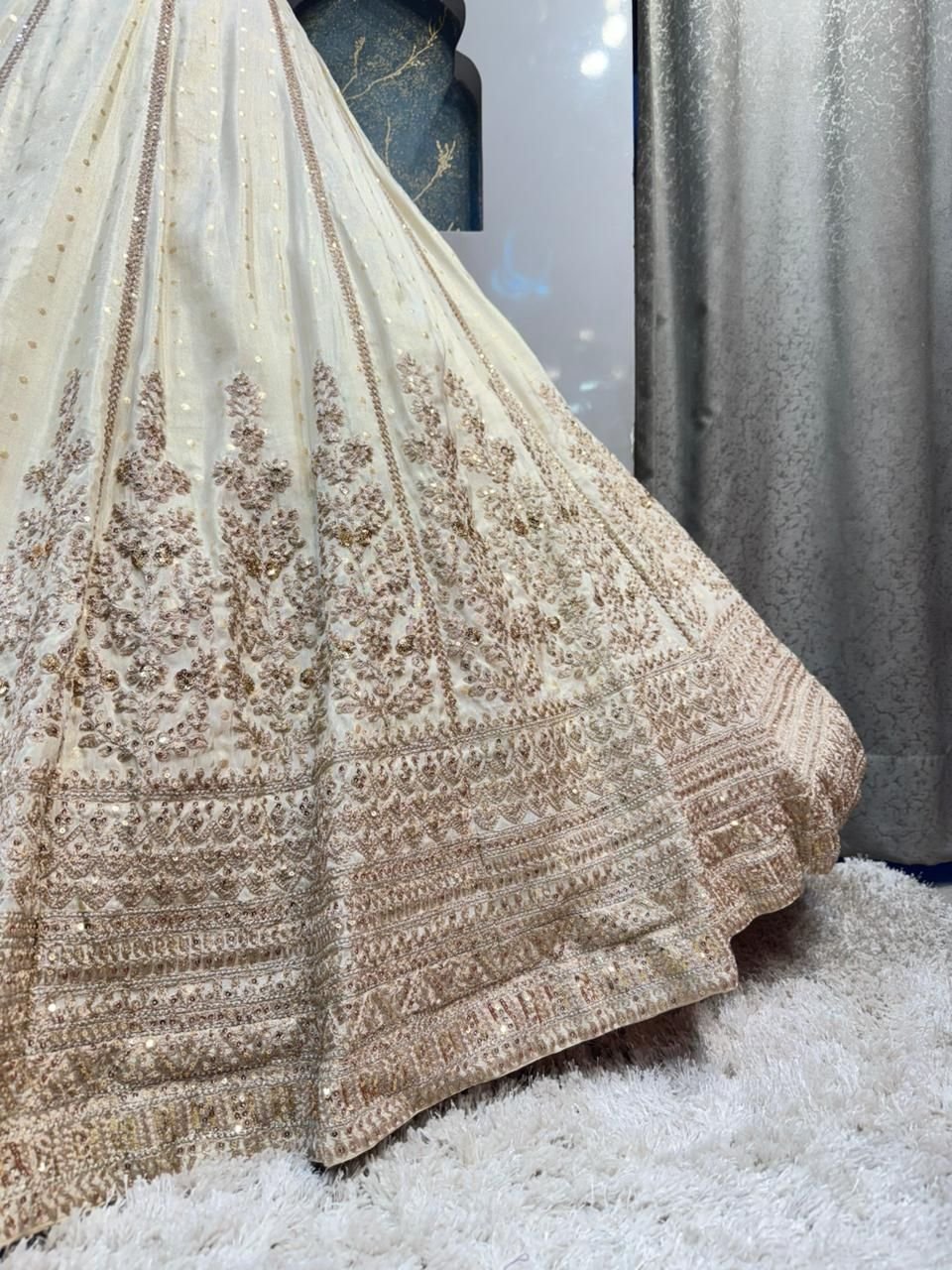 "ETHEREAL CREAM AND GOLD LEHENGA" image 3