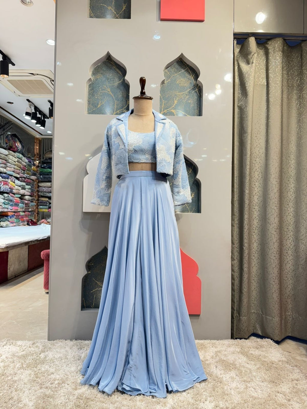 " SKY BLUE CONTEMPORARY INDO-WESTERN" image 0