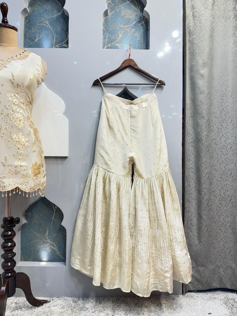 "IVORY ELEGANCE EMBROIDERED SHARARA" image 3