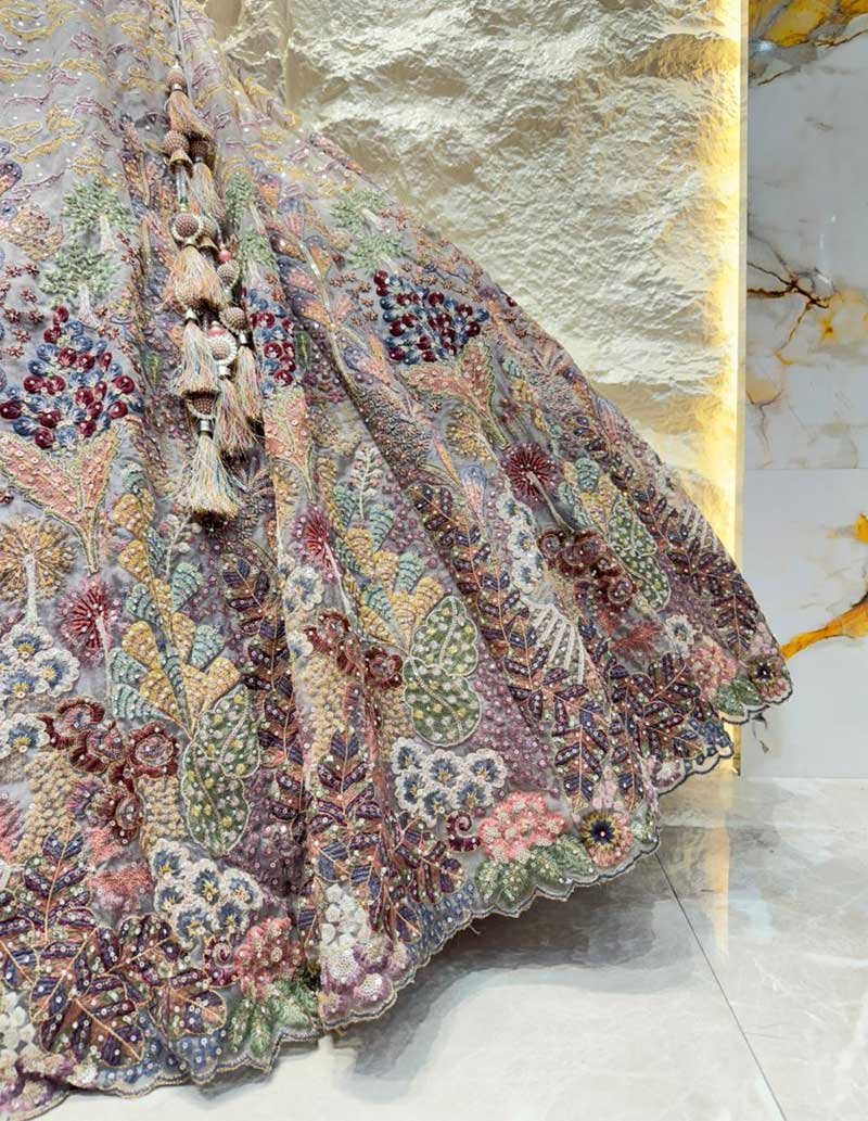 "ETHEREAL GARDEN GREY LEHENGA" image 3
