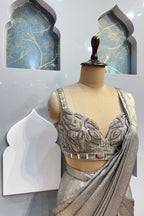 "CHAMPAGNE GLOW PRE-DRAPED SAREE" image 2