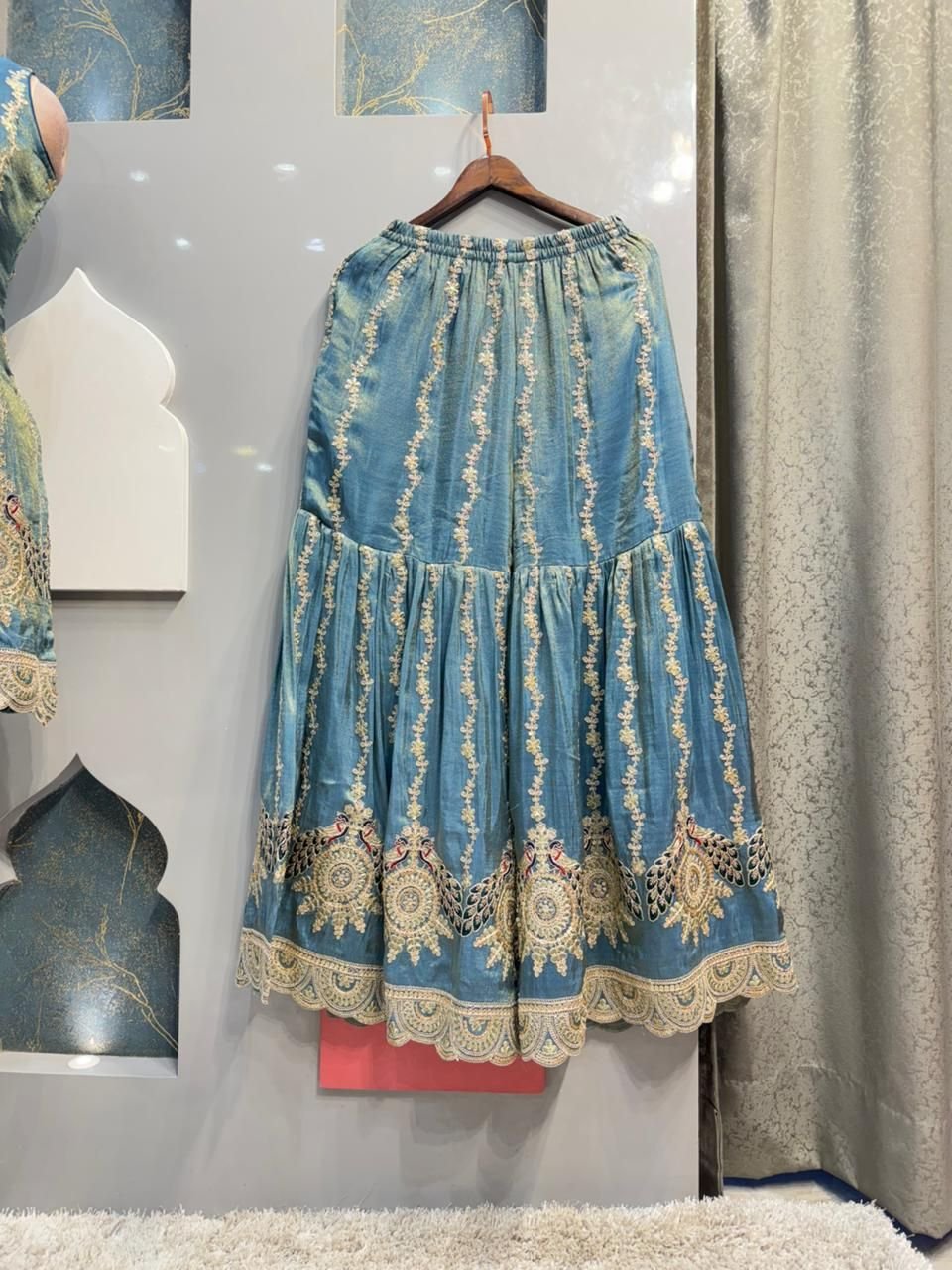 "ROYAL TEAL EMBROIDERED SHARARA" image 4