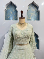 "MINT ELEGANCE EMBROIDERED LEHENGA" image 2